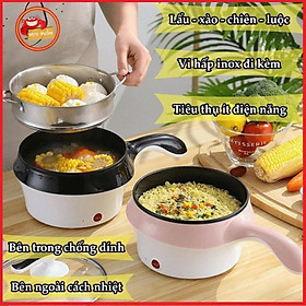 Mua HÀNG XỊN Nồi Điện Mini Hai Tầng Đa Năng Tặng Kèm Khay Hấp có thể Chiên  Xào  Nấu ăn  nấu cơm  nấu lẩu mini