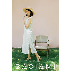 Baciami-Đầm Trắng Cổ Tròn Hở Lưng