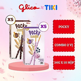 Combo 10 Bánh Que Pocky Ngon Khỏe Đẹp Mix Vị  5 Hộp Sô cô la Hạnh Nhân và