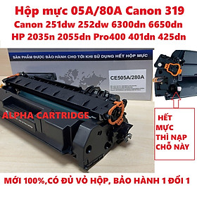 Mua Hộp Mực 80A cho HP P2035 2035N 2055D 2055DN HP Pro 400 M401d M401n M401dn M401dw M425dn và Canon LBP 251DW 252DW 6300dn 6650DN 6670DN 6680X -  05A CRG 319 CE505A/CF280A Hàng chính hãng Alpha Cartridge
