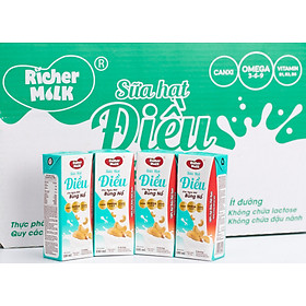 [ DATE MỚI ] Lốc Sữa Hạt Điều Nguyên Bản Richer Milk 180ml (180ml x 4 hộp)