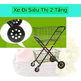 Mua Xe Đẩy Hàng   Xe Đi chợ   Xe Siêu Thị 2 tầng cao cấp XDC04