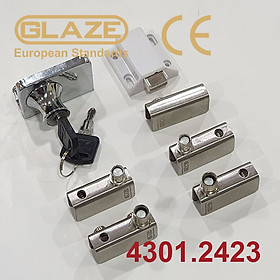Bản lề tủ kính 2 cánh , có hít đơn, có khóa đôi, 4301.2423.21