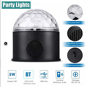 LED Party Lights Bluetooth Sound Activated Disco Ball Strobe Light with USB, 9 Colors and 4 Modes, Black DJ Lights for Stage Lights Festival Bar Club Wedding