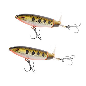 2pcs Popper Whopper 10cm 13.2g Topwater Lure for Carp Sea Bass Fishing Lures Artificial Hard Baits Soft Rotating Flexible Tail Fishing Tackle Bait