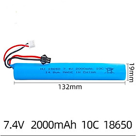 Pin dài đồ chơi súng nước 18650 7.4v 2000mah xả 10c sạc lại nhiều lần