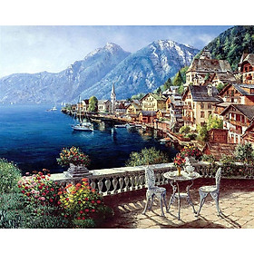 Mua Tranh sơn dầu số hoá tự tô Thị trấn ven biển 40x50cm