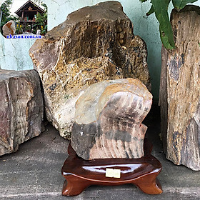 Mua Trụ Đá Phong Thủy Gỗ Hóa Thạch Để Bàn Tự Nhiên GHT46 nặng 1.8kg kích thước 17x12cm (Nâu đất) – Vật phẩm phong thủy may mắn