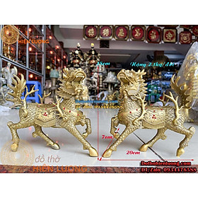Mua Đôi Kì Lân Long Mã Màu Vàng Bằng Đồng Đẹp - Tượng Đồng Tứ Linh Phong Thủy