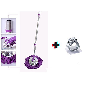Cây lâu nhà inox 360 độ Huy Tưởng G7 tặng kèm bông lau nhà ( màu ngẫu nhiên ) + Móc treo cây lau nhà cao cấp