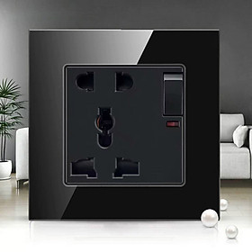 Mua Ổ cắm điện âm tường đôi 3 chấu có công tắc mặt kính cường lực ATS-UKB-S2SW