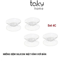 4 Đệm Hít Silicon Giữa Kính Và Mặt Bàn, Miếng Đệm Kê Kính Mặt Bàn, Chống Xê Dịch Và Trơn Trượt Mặt Kính - TakyHome 5507