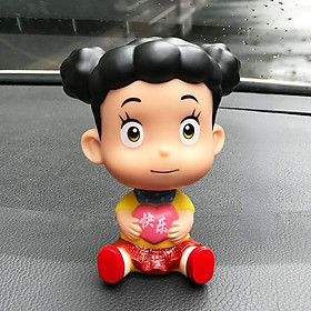 Cartoon Family Father Mom Son Daughter Shaking Head Doll Set Car Decoration Cute Creative Car Accessories