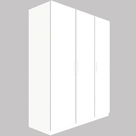 Tủ quần áo gỗ MDF Tundo 3 cánh 2 ngăn kéo màu trắng 160 x 55 x 200cm