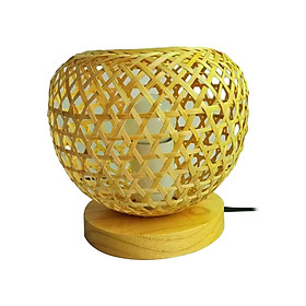 Bamboo Weaving Table Lamp Rustic Handicraft Desk Lamp for Tabletop Cafe Home