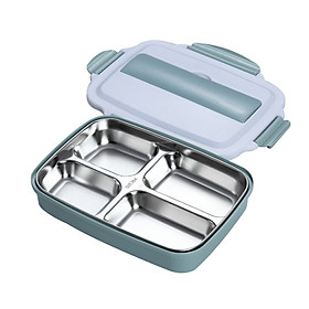 Hộp đựng cơm 4 ngăn inox tiện ích cho văn phòng (tặng kèm thìa đũa)