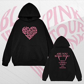 Hình ảnh Áo hoodie trắng Blackpink Born Pink giống Rosé JISOO JENNIE LISA chất nỉ tay dài, áo khoác hoodie chống nắng cho team nhóm, áo hoodie cặp đôi