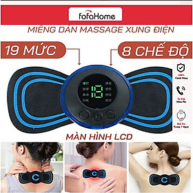 Máy Massage Xung Điện Cánh Bướm Toàn Thân 8 Chế Độ 19 Cường Độ Giảm Đau Miếng Dán Massage Xoa Bóp Cổ Vai Gáy Mini 6 Chế Độ Tiện Lợi, Máy Mát Xa Châm Cứu Đấm Bóp Massage Xung Điện