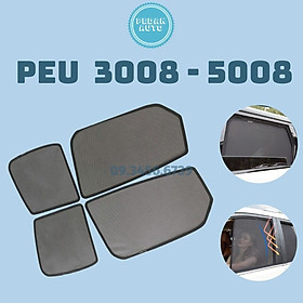 Che Nắng Nam Châm Xe Peugeot 5008, 3008 Dạng dưới màu đen, Bộ 4 rèm Che Nắng loại 1 Dày Dặn Chuẩn Form Xe