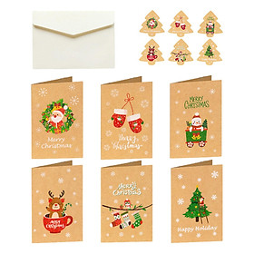 6Pcs Merry Christmas Cards with Envelopes Postcard Paper Festival Wishes Card Greeting Cards Holiday Cards for, Wife