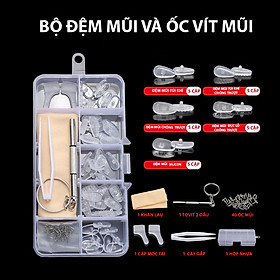 Hộp Full Set 5 Loại Đệm Mũi ( Ve Kính ), Ốc Vít, Gài Tai, Khăn Lau, Tô Vít Mini 2 Đầu - BLUE LIGHT
