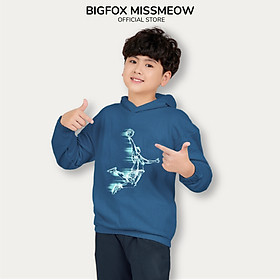 Áo nỉ bông cho bé trai Bigfox Miss Meow thu đông, kiểu hoodie dài tay ấm áp có mũ size đại trẻ em 3,9,11 tuổi 40kg