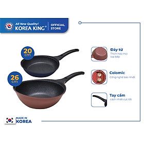 Mua Combo 2 chảo sâu  cạn Colormic Korea King (1 chảo cạn 20cm và 1 chảo sâu 26cm)-Hàng chính hãng