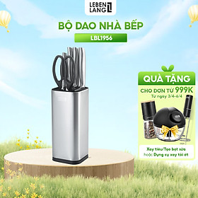 Bộ dao kéo 5 món Lebenlang LBL1956 gồm 4 dao và kéo, chất liệu thép không gỉ, tay cầm chống trơn trượt - hàng chính hãng