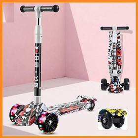 Xe trượt Scooter cao cấp bánh to phát sáng - Xe trượt cho bé 4 bánh có đèn