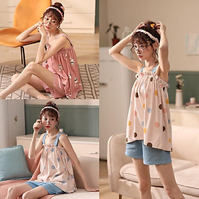 Bộ dây quần đùi họa tiết siêu đáng yêu, chất liệu cotton 100% mềm mịn thoáng mát, size M-2XL, hàng Quảng Châu bao đẹp