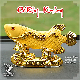 Mua Tượng Phong Thủy Cá Rồng Kim Long Chiêu Tài size 16cm   Trang Trí Bàn Taplo Xe Hơi   Quà Tặng