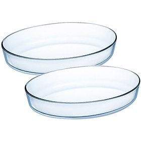 Combo 2 Khay Nướng Thủy Tinh Luminarc Oval 30 x 20 cm và 35 x 27 cm