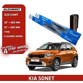 Combo 2 Gạt Mưa Xe Ô tô KIA Loại Silicon 4 Lưỡi Cao Cấp, Thiết Kế Thông Minh, Gạt Êm Và Sạch Hơn