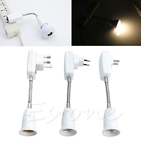 4-6pack E27 to EU Plug Light Bulb Socket Adaptor Converter LED Lamp Base Switch