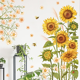 Mua Sticker Giấy Dán Tường Decal Dán tường Tranh Dán Tường Trang Trí Tường Mẫu Cánh Đồng Hoa Mặt Trời ZDB-2103