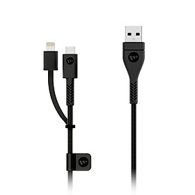 Mua Cáp Mophie PRO 2 đầu chuyển | USB-A to Lightning & micro-USB - Black - Hàng chính hãng