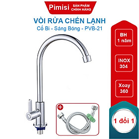 Mua Vòi Rửa Chén Lạnh 1 Đường Nước INOX 304 Pimisi Cao Cấp Mạ Xi Cr/Ni Sáng Bóng Cổ Xoay Bi Cấp Nước Cho Chậu Rửa Bát 1-2-3 Hố Trong Nhà Bếp Gắn Chậu Âm - Dương Bàn Đá Quay 360 Tăng Áp Kiểu Đơn Cổ Ngỗng Cần Cứng - Thân - Để To | Hàng chính hãng