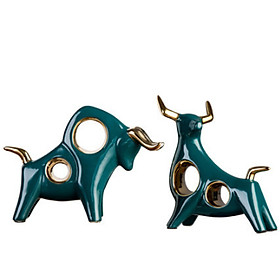 Cặp tượng Bò Tót phong thủy - Decor trang trí để bàn