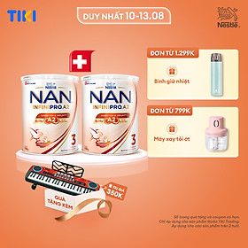 Bộ 2 Lon Sữa bột NAN INFINIPRO A2 800g Thụy Sĩ 3 với đạm quý A2 tiêu hóa tốt sau 7 ngày và 6HMO tăng cường đề kháng (2 - 6 tuổi)
