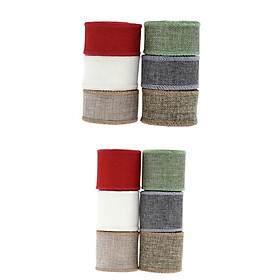 12Pcs Burlap Ribbon Linen Fabric Ribbons Trims DIY Gift Wrapping