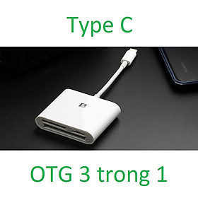 Mua Đầu đọc thẻ 3 trong 1 (SD  CF  TF) cho điện thoại Android OTG Type-C hàng chuẩn kết nối ổn định