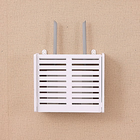 Mua Kệ WIFI treo tường  kệ để đầu thu KW45 bằng VÁN SMARTBOARD màu trắng sang trọng không cần khoan tường - Đầy đủ phụ kiện treo kèm theo