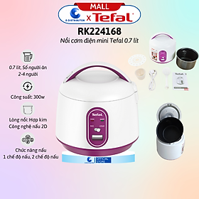 Mua Nồi cơm điện mini Tefal 0.7 lít RK224168 - Hàng Chính Hãng - Dung tích: 0.7 lít  Số người ăn: 2 - 4 người