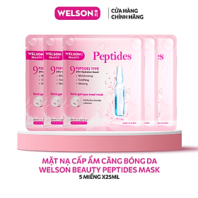 [H&B GIFTS] Hộp 5 miếng mặt nạ Peptides Welson Beauty dưỡng ẩm căng bóng da 5 miếng x 25ml