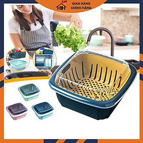 Mua Rổ nhựa kèm chậu 2 trong 1 có nắp đậy ( giao màu ngẫu nhiên )