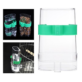 Bird Feeder Drinker, Clear Plastic Seed &Water Dispenser, Fits Most Cage, Automatic Feeding for Parrot Parakeets Canaries Finches Budgie