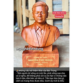 Tượng chân dung tổng bí thư nguyễn phú trọng kính yêu bắng hương đá kt 40x22x14.5cm