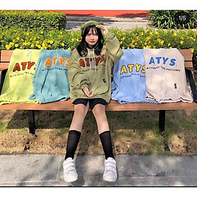 Áo khoác nữ in chữ ATYS chất nỉ bông trần 2 lớp form hoodie unisex nam nữ phong cách ulzzang Hàn Quốc
