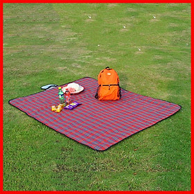 Thảm du lịch gấp gọn chống thấm nước 150cm x 180cm, thảm đi phượt picnic dã ngoại ngoài trời hoạ tiết caro