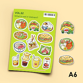 Vol.52 What to eat in Vietnam? - Little sticker sheet A6 hình dán lấp lánh cao cấp - Sticker Factory